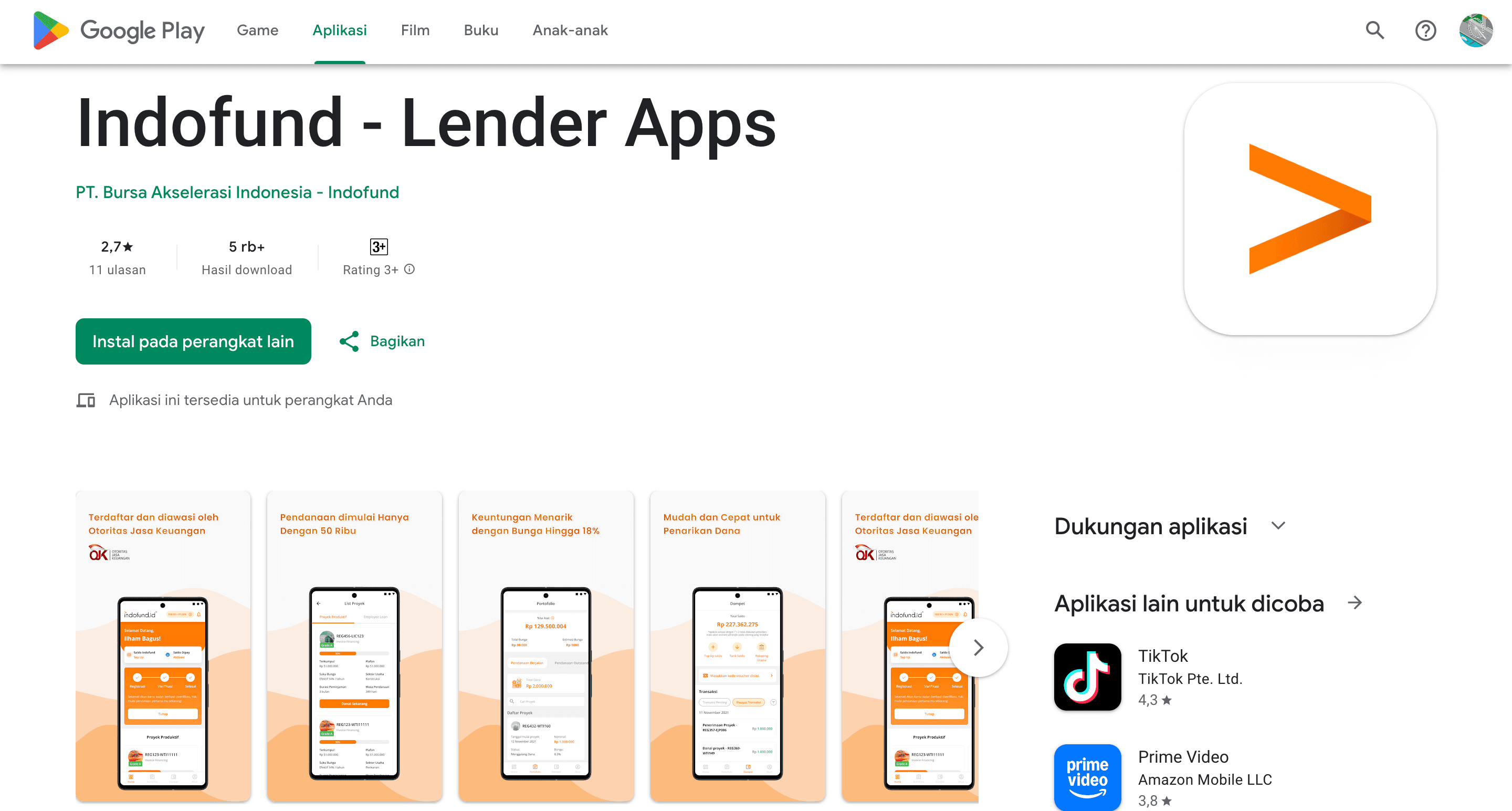 Indofund Mobile Apps